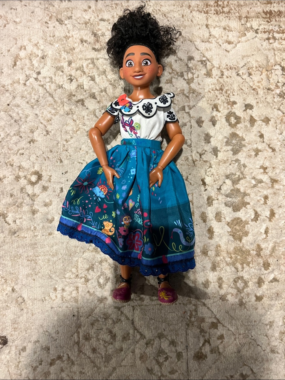 Disney Mirabel Doll in Teal Floral Skirt and White Embroidered Top